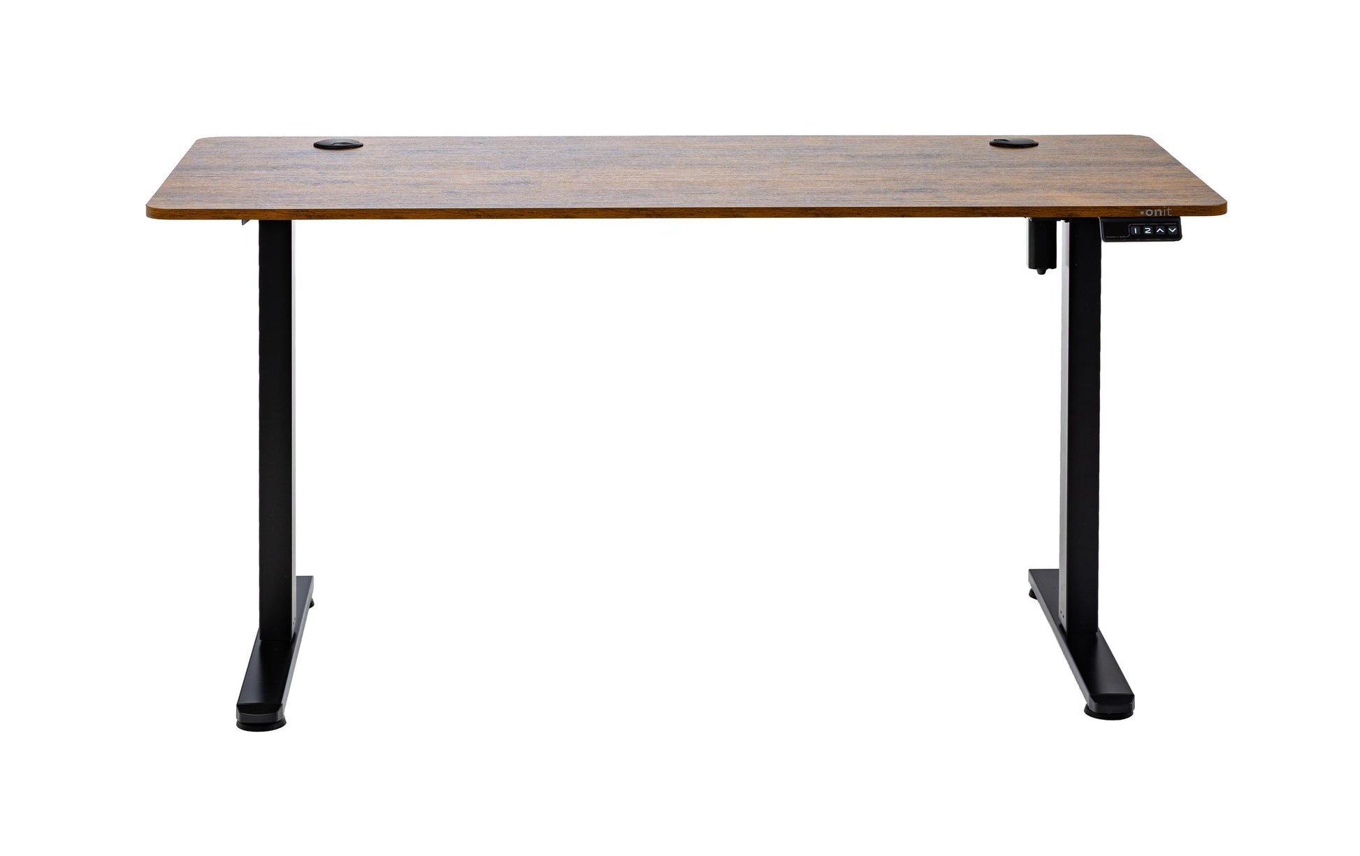 Onit Höhenverstellbarer Tisch, 140 × 60 cm, elektrisch, 70 kg, Schwarz/Braun, MDF/Metall