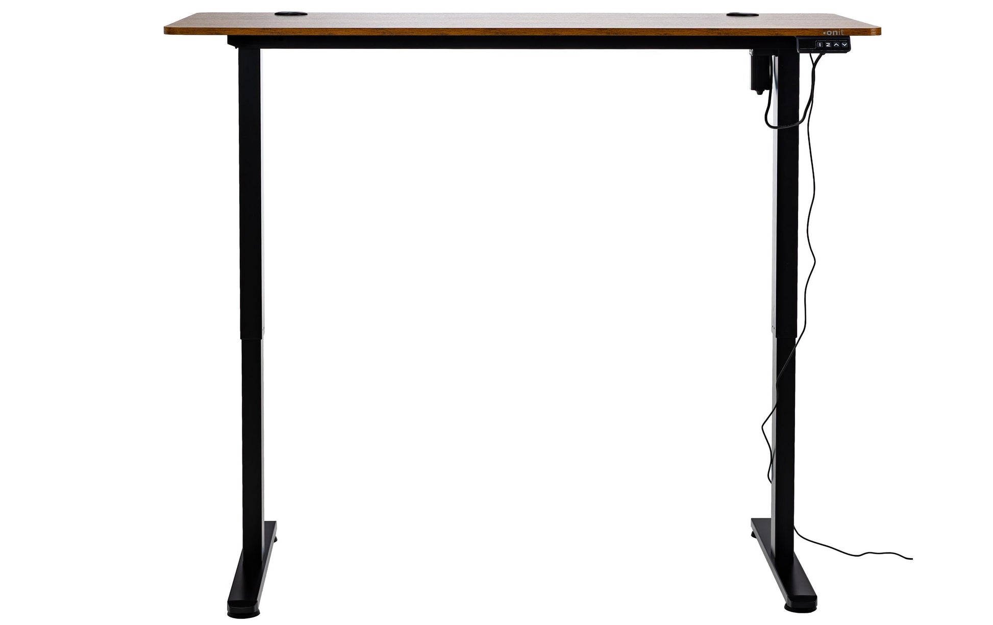 Onit Höhenverstellbarer Tisch, 140 × 60 cm, elektrisch, 70 kg, Schwarz/Braun, MDF/Metall