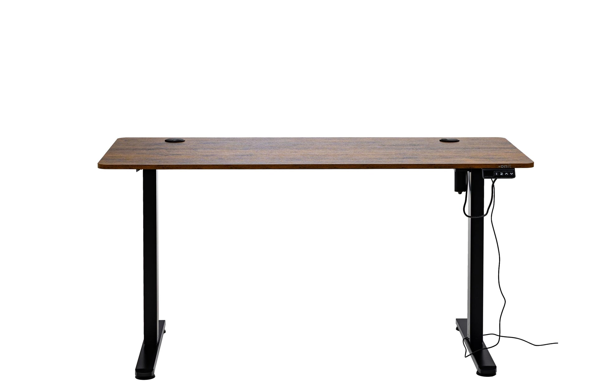 Onit Höhenverstellbarer Tisch, 140 × 60 cm, elektrisch, 70 kg, Schwarz/Braun, MDF/Metall