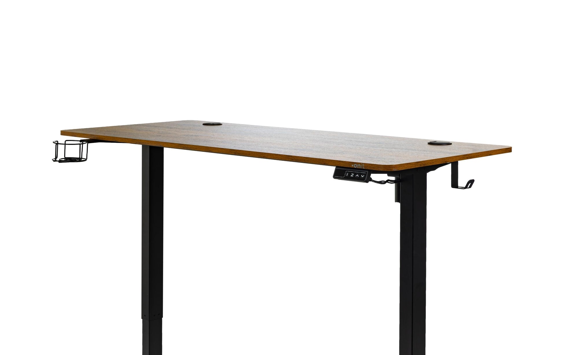 Onit Höhenverstellbarer Tisch, 140 × 60 cm, elektrisch, 70 kg, Schwarz/Braun, MDF/Metall