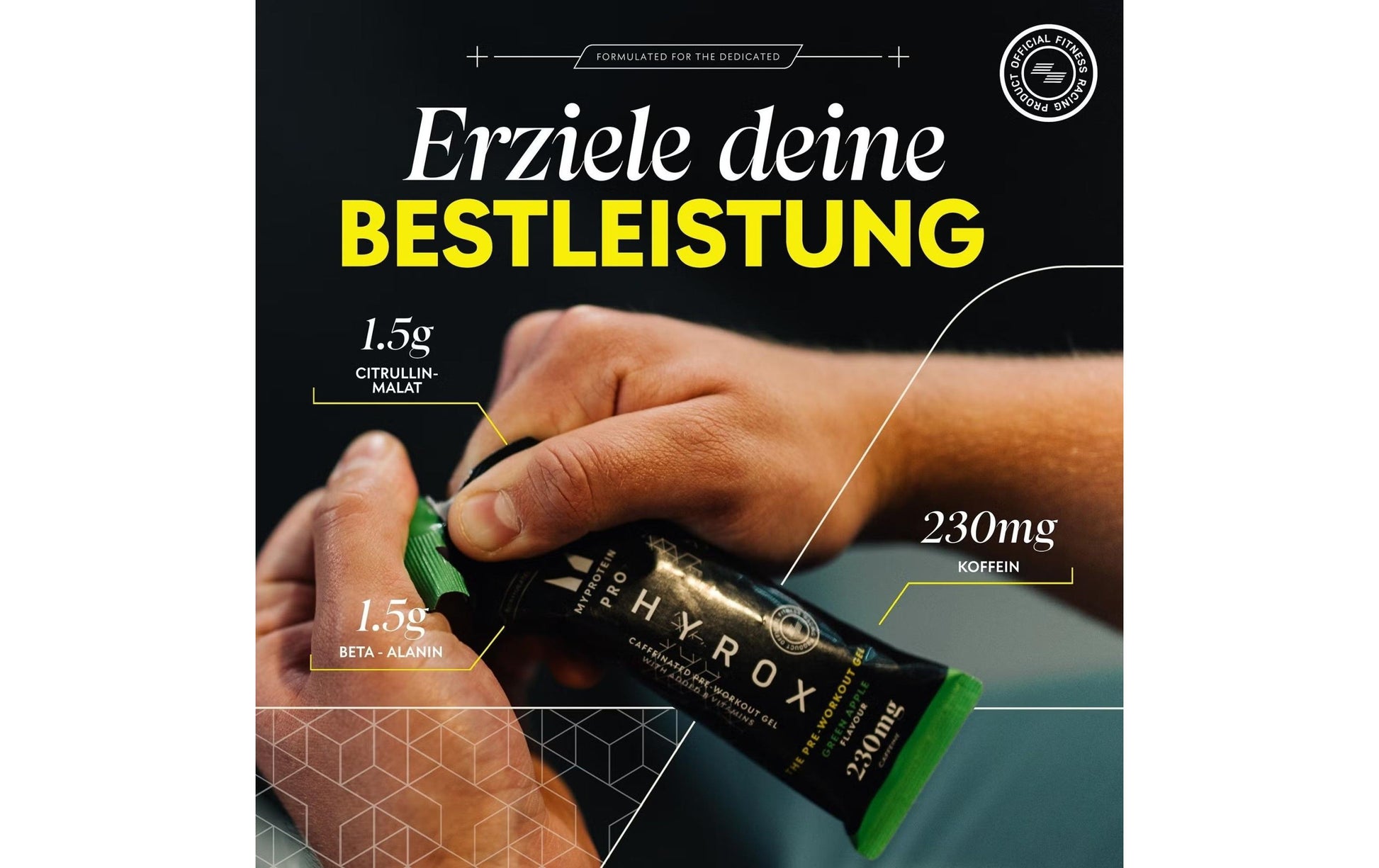 Myprotein Hyrox Pre-Workout Gel – Kirsche, Protein – 12 × 48 ml