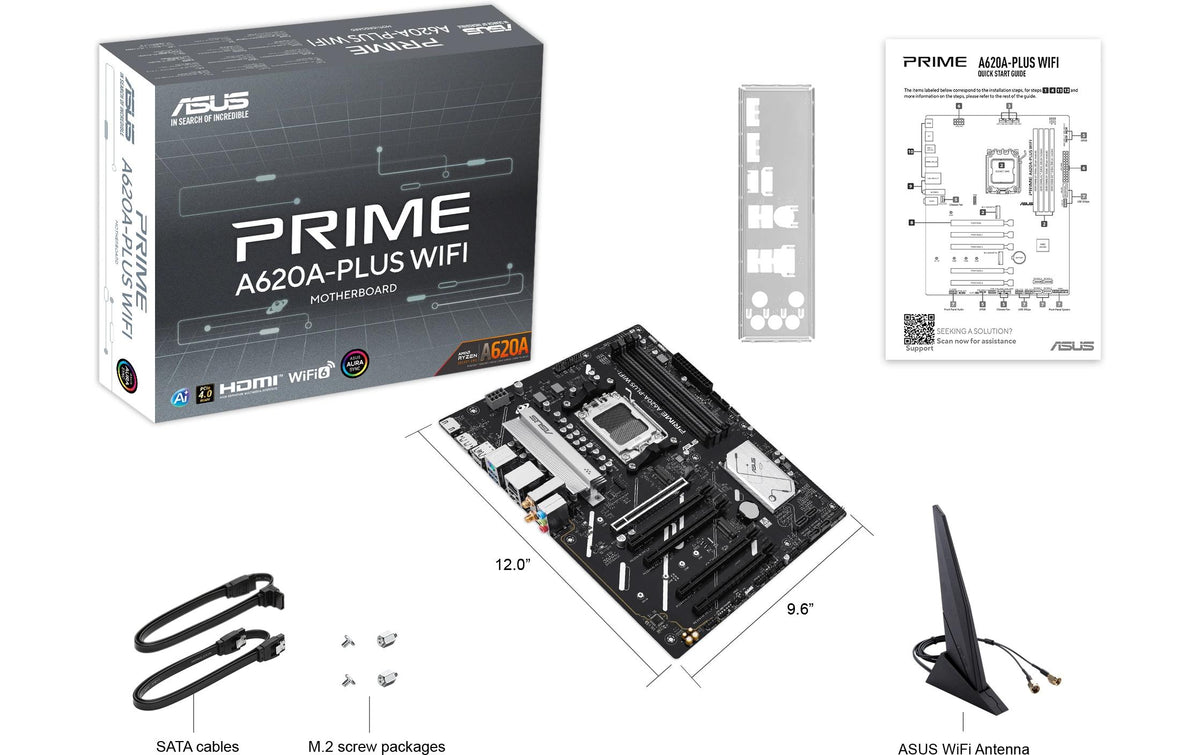 ASUS PRIME A620A-PLUS WIFI – Mainboard – Sockel AM5, AMD A620A, ATX, DDR5