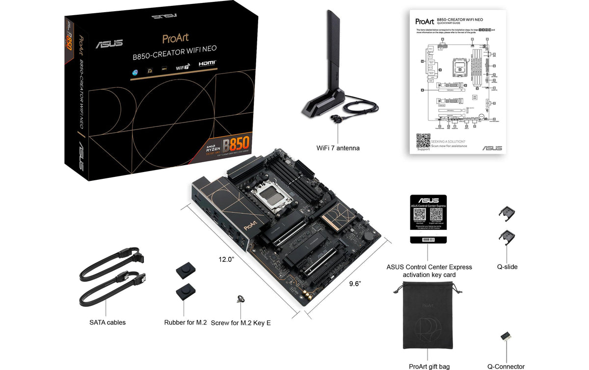 ASUS PROART B850-CREATOR WIFI NEO – Mainboard – Sockel AM5, AMD B850, ATX, DDR5, für Ryzen 7000/8000/9000