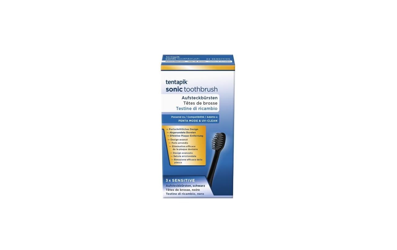 Tentapik Aufsteckbürsten Sensitive – für Penta Mode, UV Clean – 3 Stk., schwarz