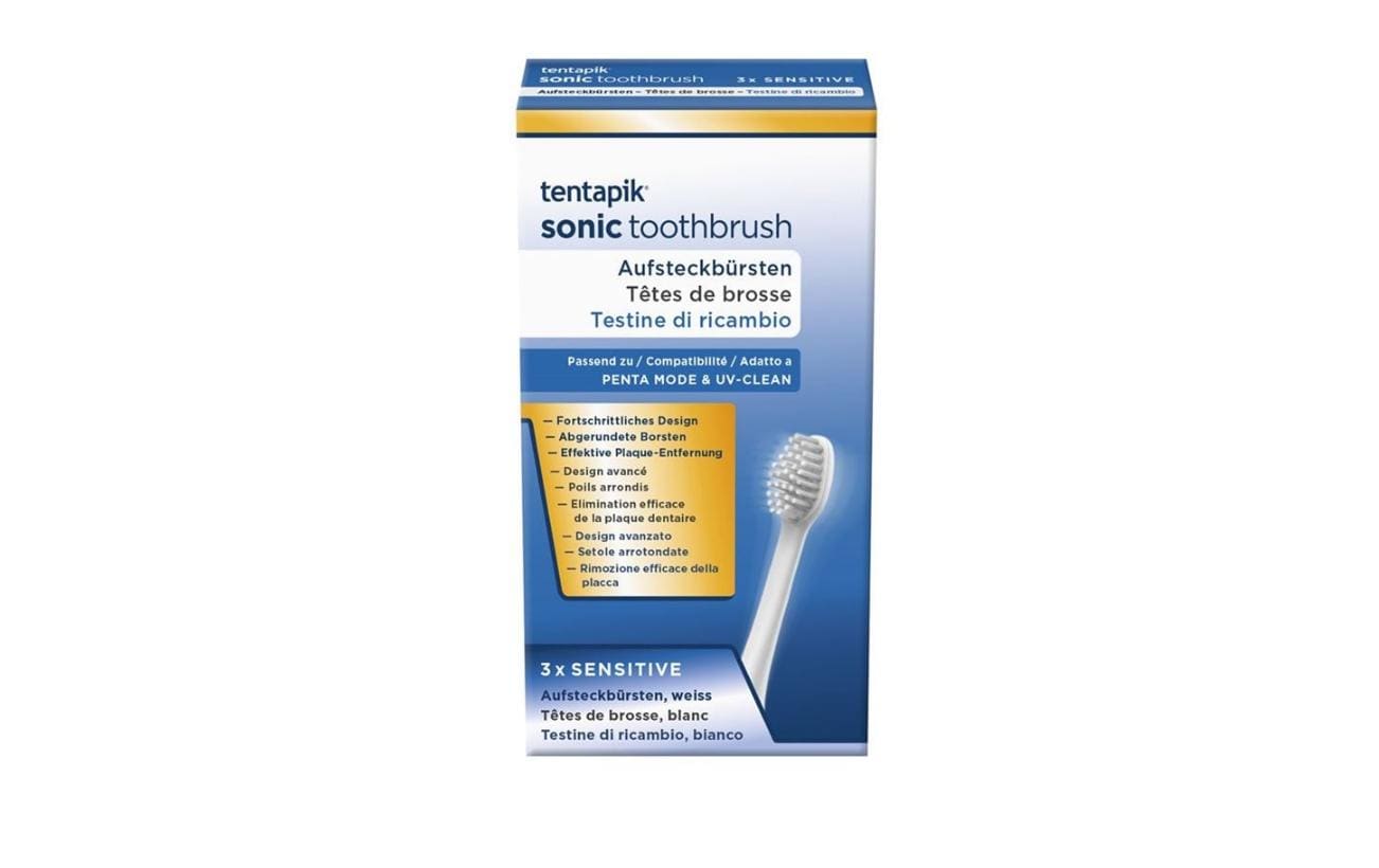 Tentapik Aufsteckbürsten Sensitive – für Penta Mode, UV Clean – 3 Stk – weiss