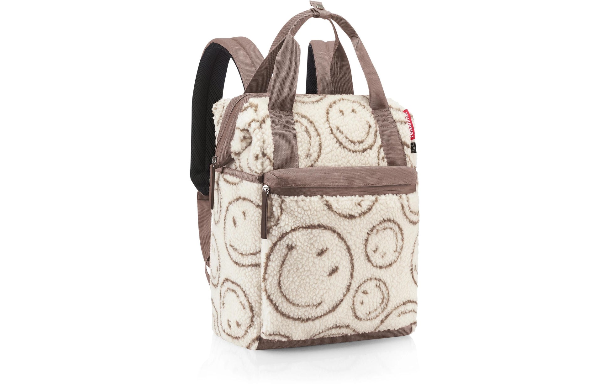Reisenthel City-Rucksack allrounder R – für 13″, 12 l – Smiley Teddy Chocolate, 310 × 170 × 390 mm