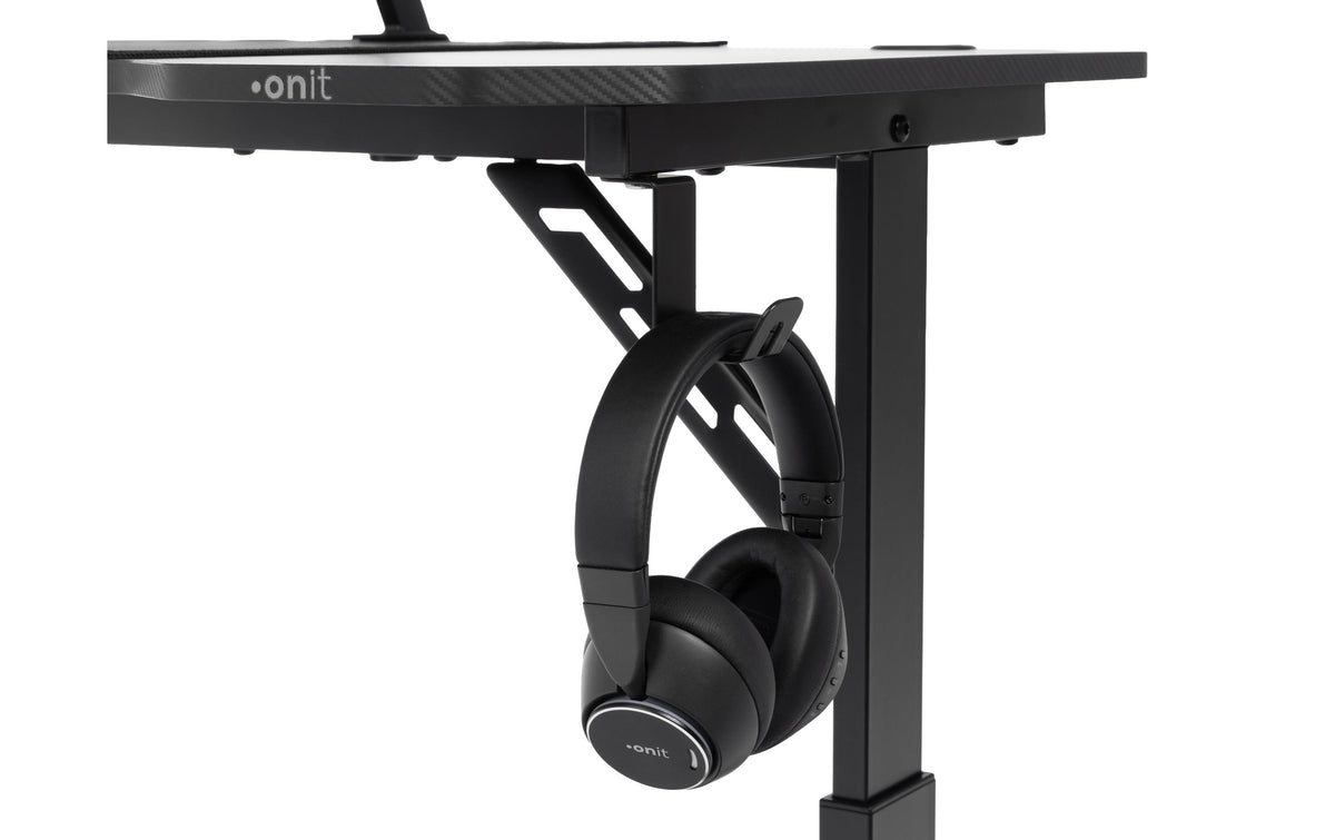 Onit Headset-Ständer – mit Getränkehalter – Metall, schwarz
