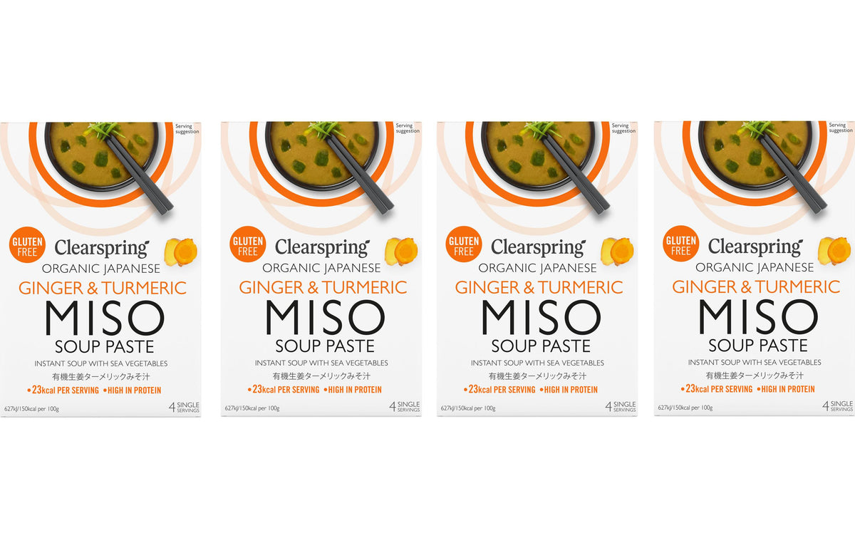Clearspring Bio Miso-Suppe Ingwer & Kurkuma, vegan – 4×15 g