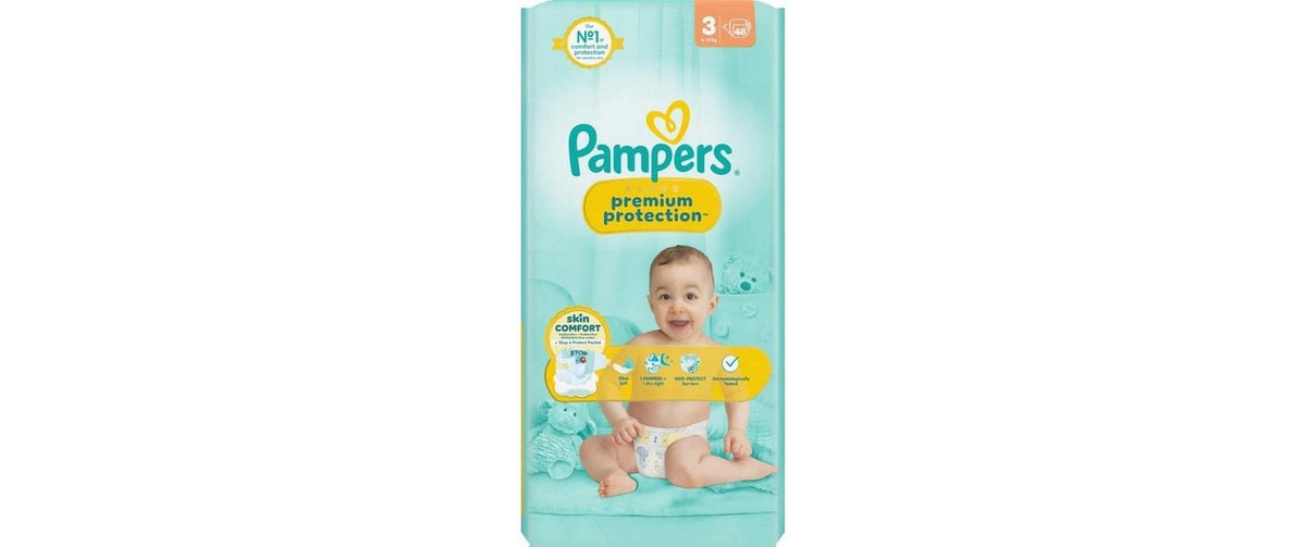 Pampers Premium Protection Windeln – Grösse 3, 48 Stück – weiss