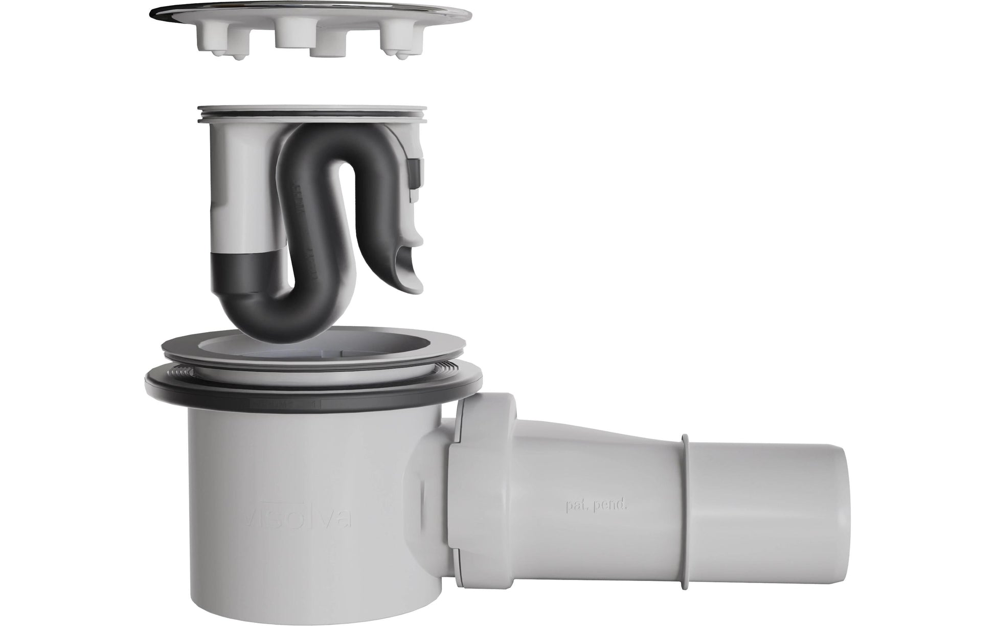 Visolva Siphon – 11,5×25,1×8,3 cm, Kunststoff, für Dusche, Grau
