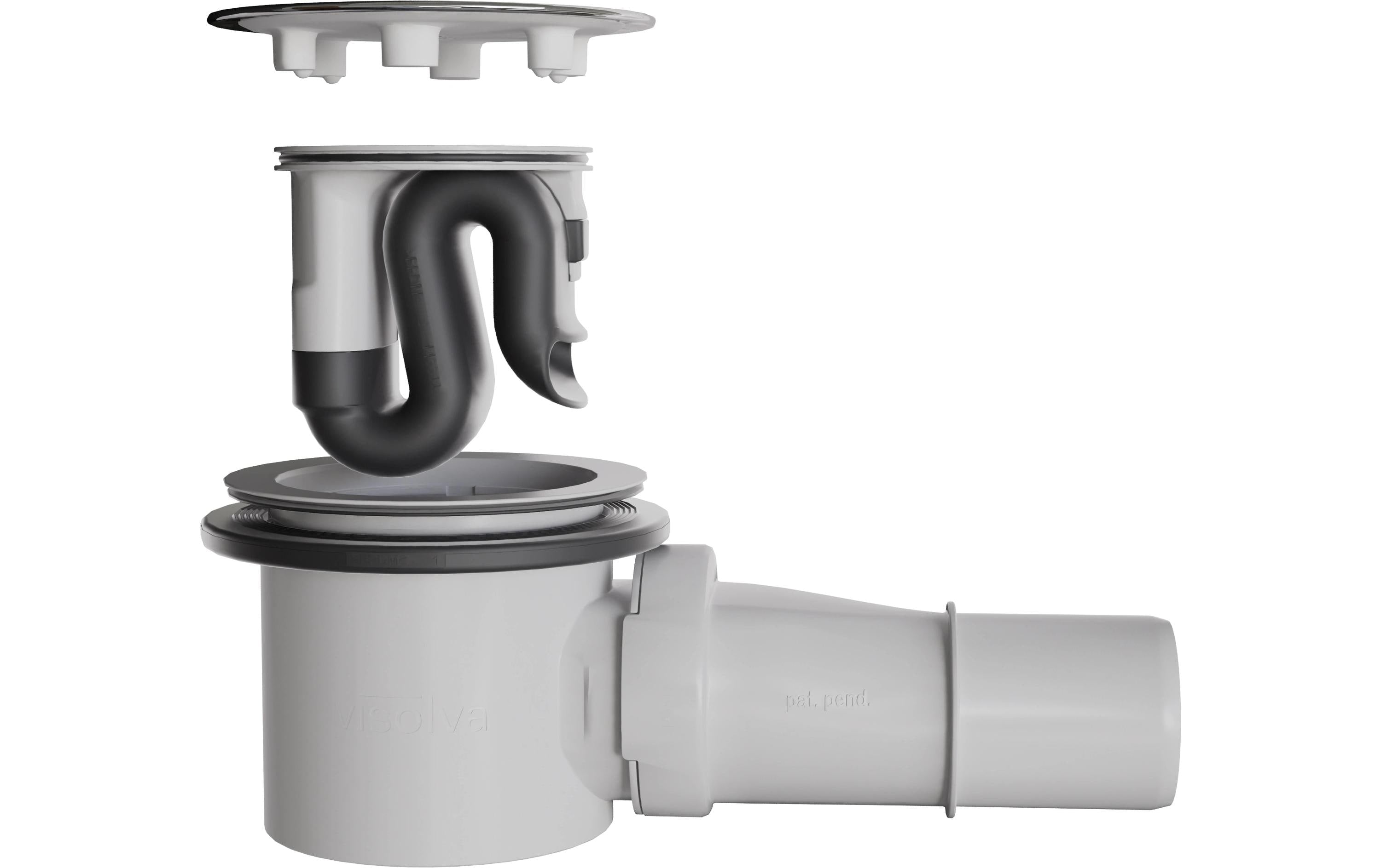 Visolva Siphon – 11,5×25,1×8,3 cm, Kunststoff, für Dusche, Grau