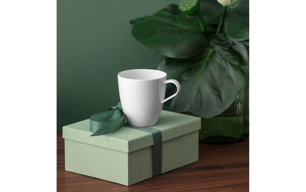 Villeroy & Boch Pura Henkelbecher – 270 ml, Ø 9,3 cm, New Bone China/Porzellan, Weiss, spülmaschinenfest