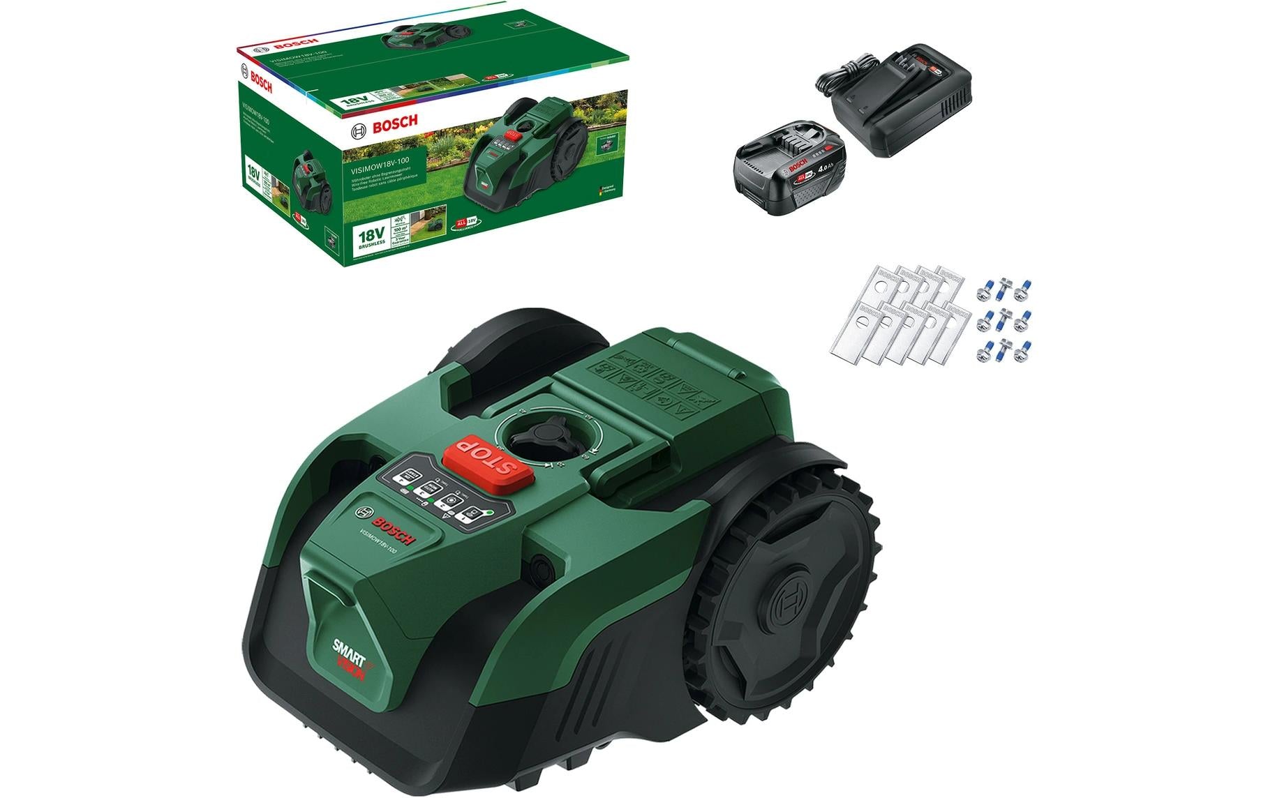 Bosch VISIMOW18V-100 Mähroboter – 18 V – 4,0 Ah – Schnittbreite 16 cm – GPS
