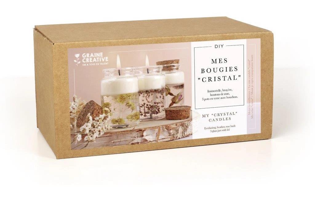Graine créative Kerzengiess-Set – 75 g Sojawachs, 150 g Kristallgel, 3 Dochte, 3 Glasbehälter