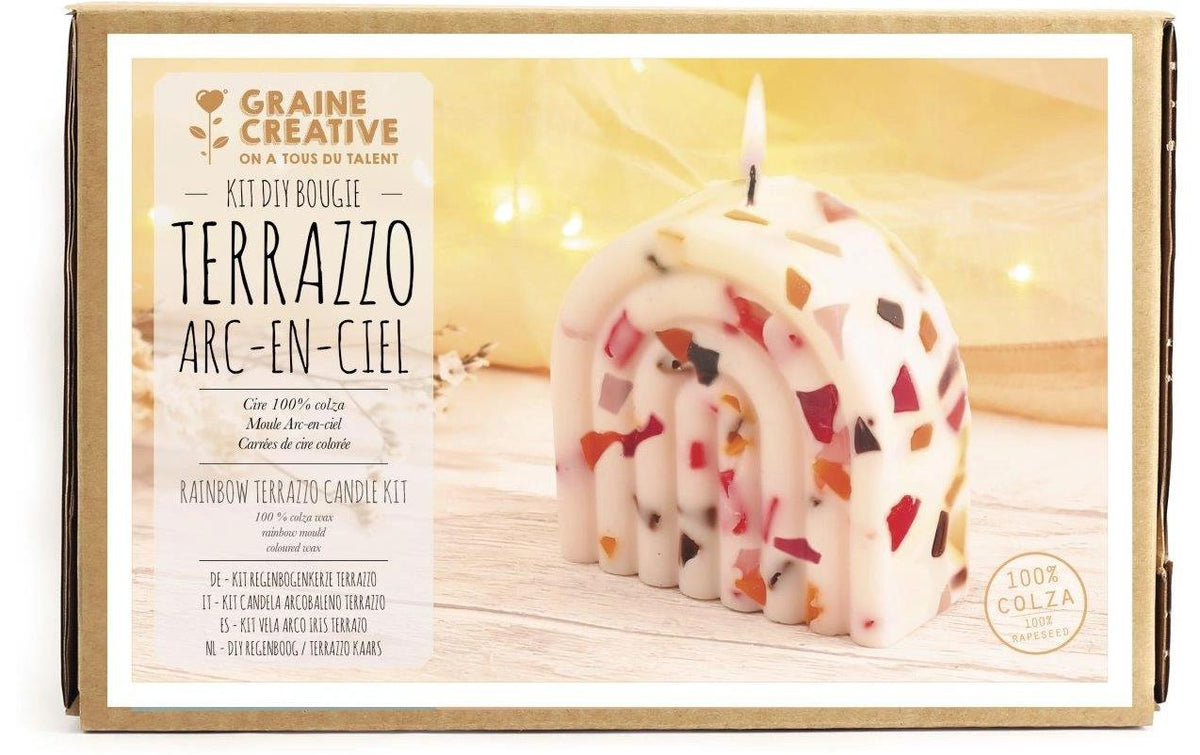 Graine créative Kerzengiess-Set – Regenbogen – 150 g Rapswachs – 1 Regenbogenform, 4 Wachsstücke – Mehrfarbig