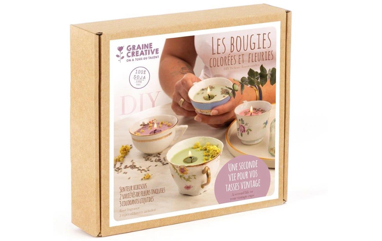 Graine créative Kerzengiess-Bastelset – 300 g Sojawachs, 6 g Trockenblumen, 10 ml Duft