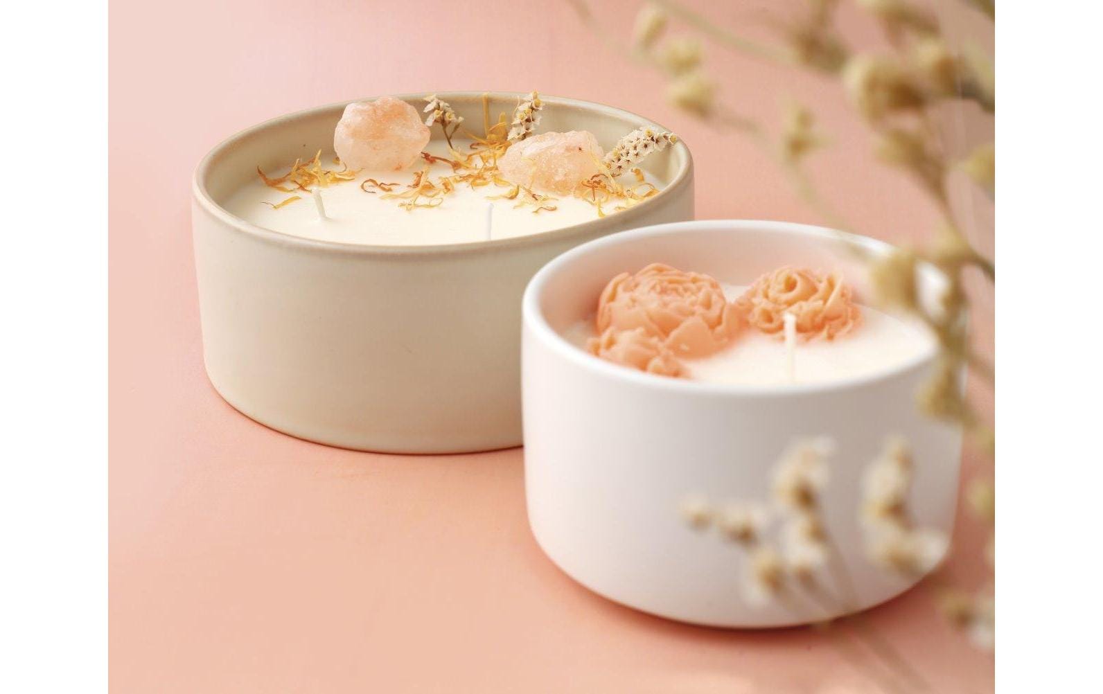 Graine créative Bastelset Kerzen giessen mit Keramiktopf, getrockneten Blumen & Sojawachs