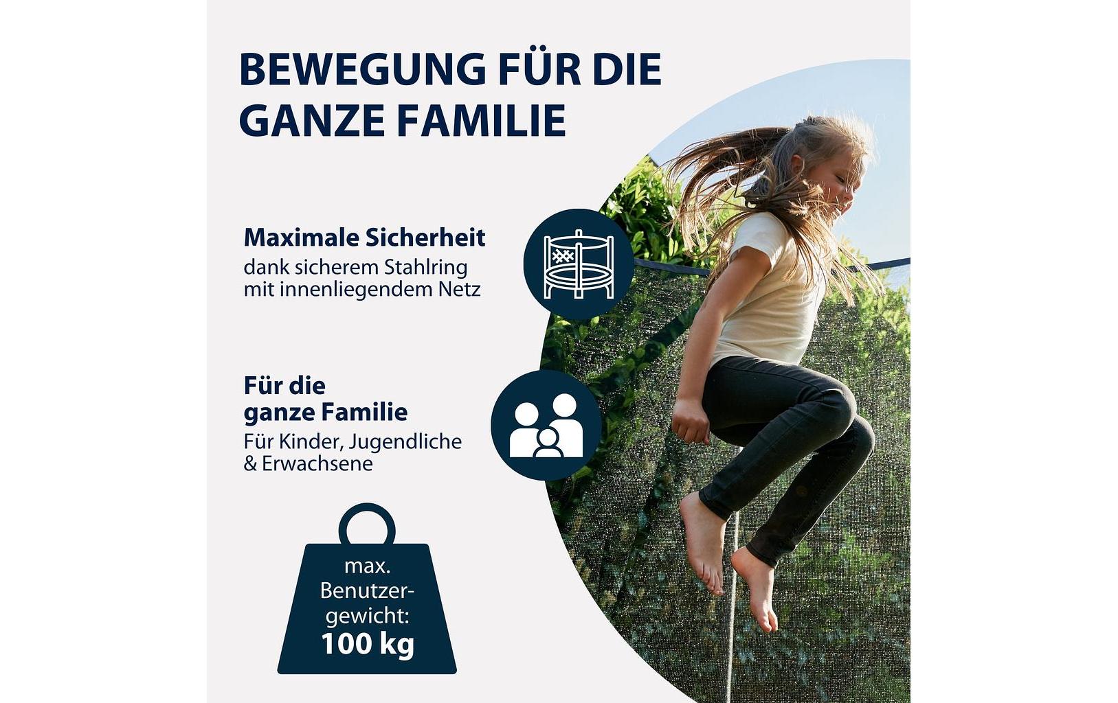 Hudora Trampolin – Belastbarkeit 100 kg – Ø 250 cm – Schwarz