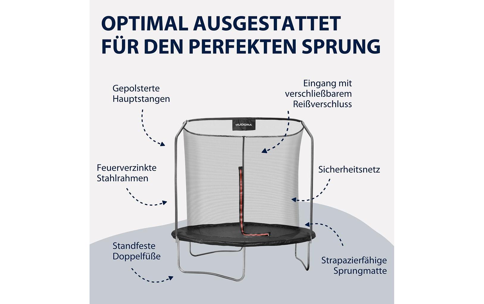 Hudora Trampolin – Belastbarkeit 100 kg – Ø 250 cm – Schwarz