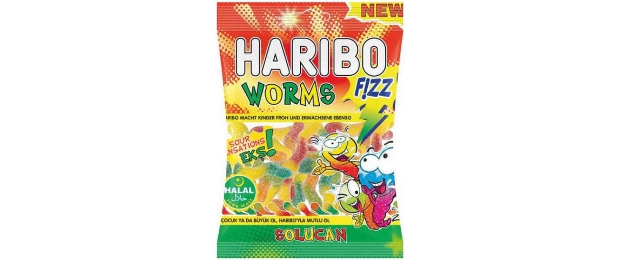 Haribo int. Haribo Fizz Worms – Saure Fruchtgummi – 80 g