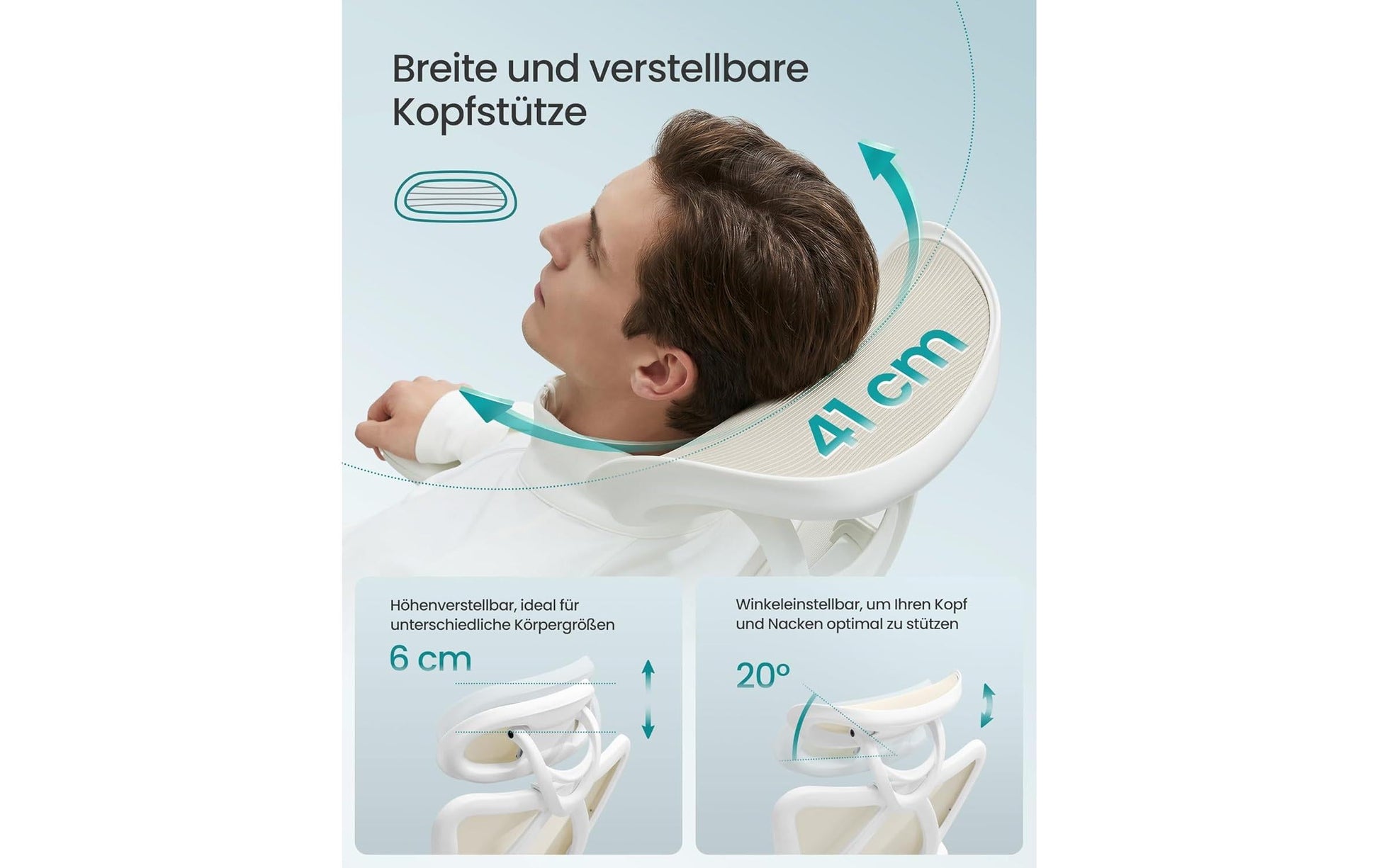 Songmics Bürostuhl – Netzrücken – Beige, mit Kopfstütze, Armlehnen, bis 150 kg