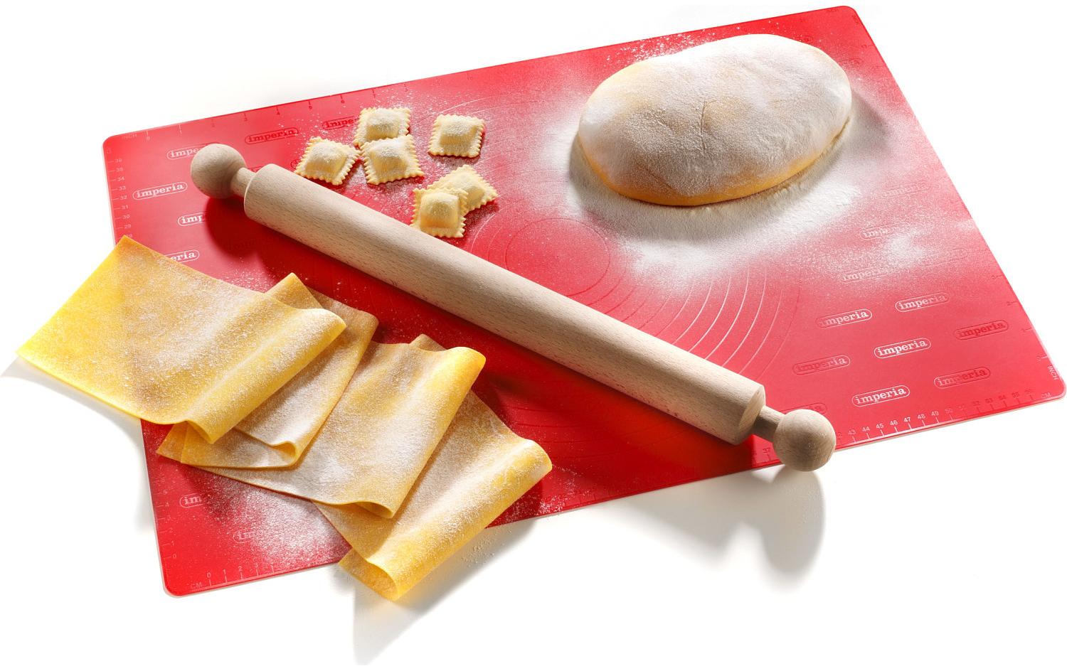 Imperia FoglioChef – Backmatte, Silikon/Holz, Braun/Rot, mit Mattarello
