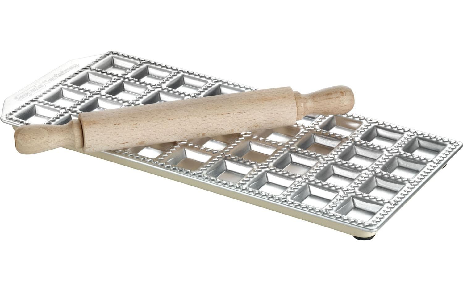 Imperia Raviolipresse 36 Stk., Aluminium/Holz, eckig, braun/silber