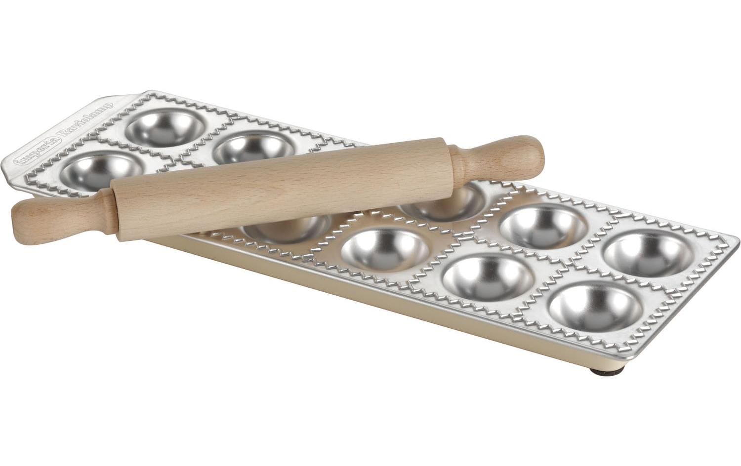Imperia Ravioli-Form 12er, Aluminium/Holz, eckig, braun/silber