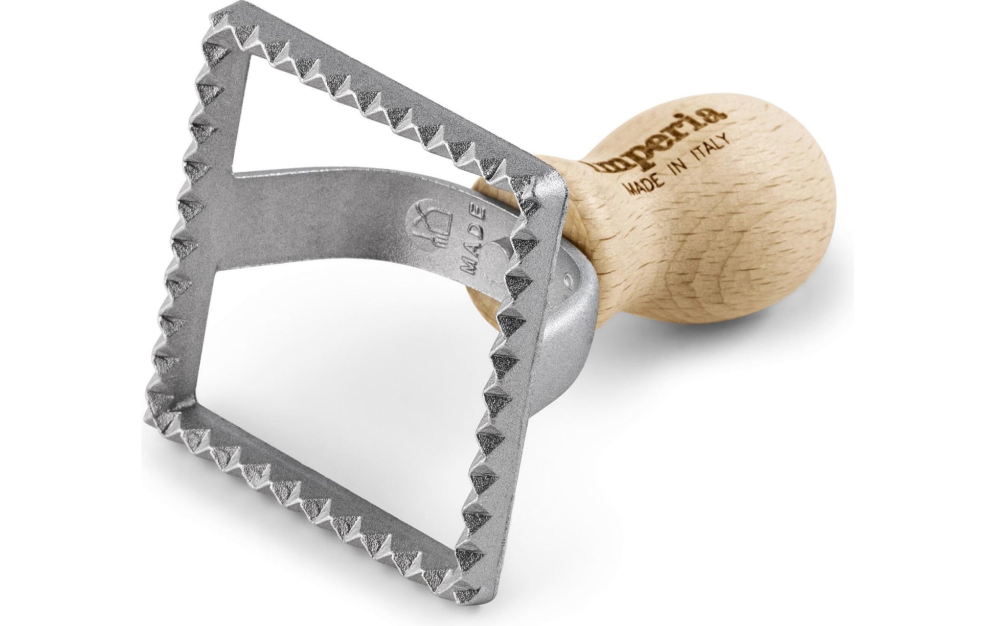 Imperia Ravioliform, eckig, 6,8 × 6,8 cm, Aluminium, Silber