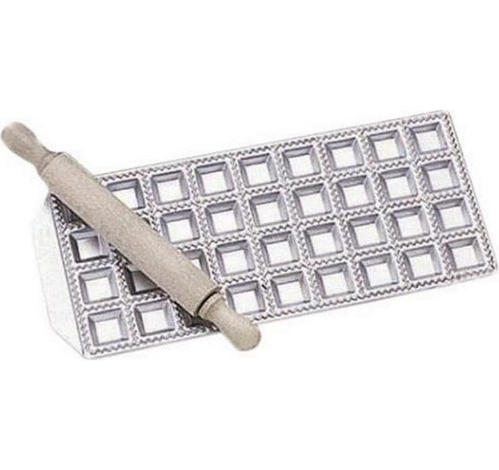 Imperia Raviolipresse 36 Stk., Aluminium/Holz, eckig, braun/silber