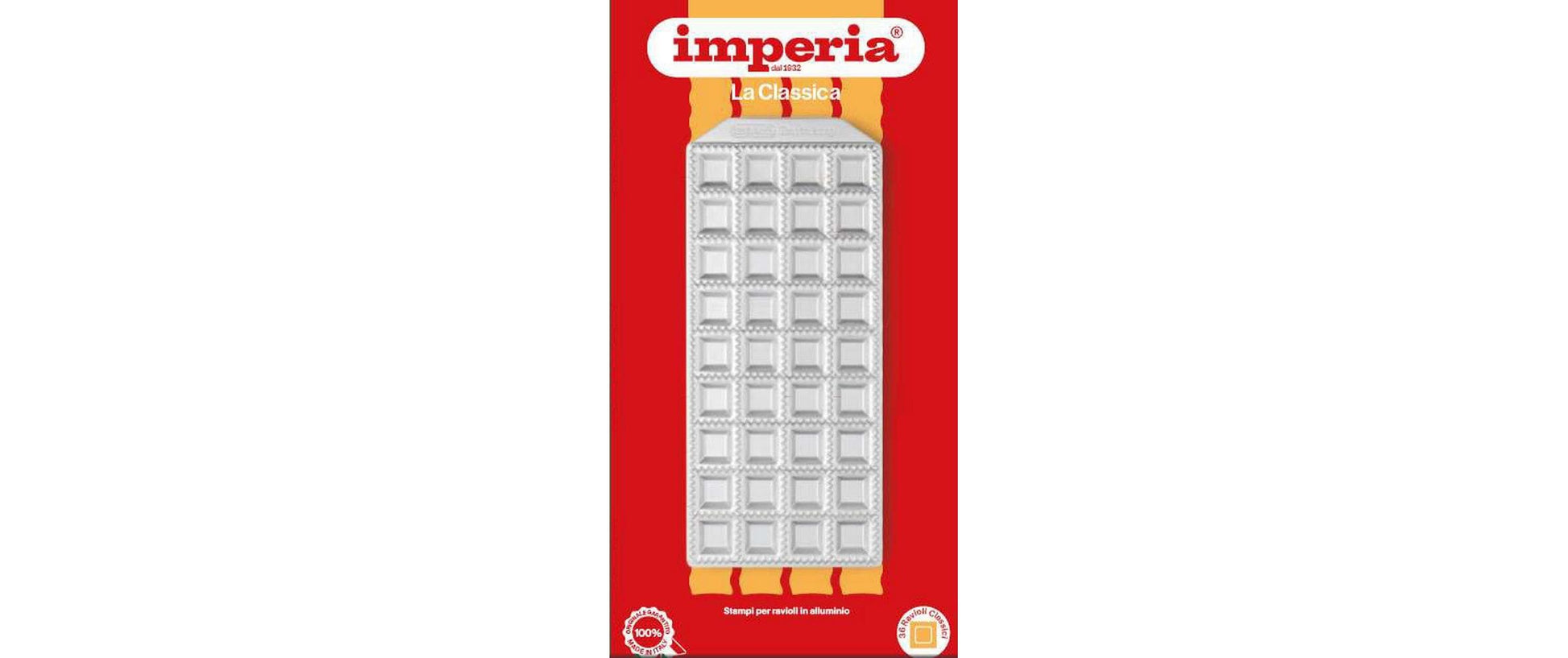 Imperia Raviolipresse 36 Stk., Aluminium/Holz, eckig, braun/silber