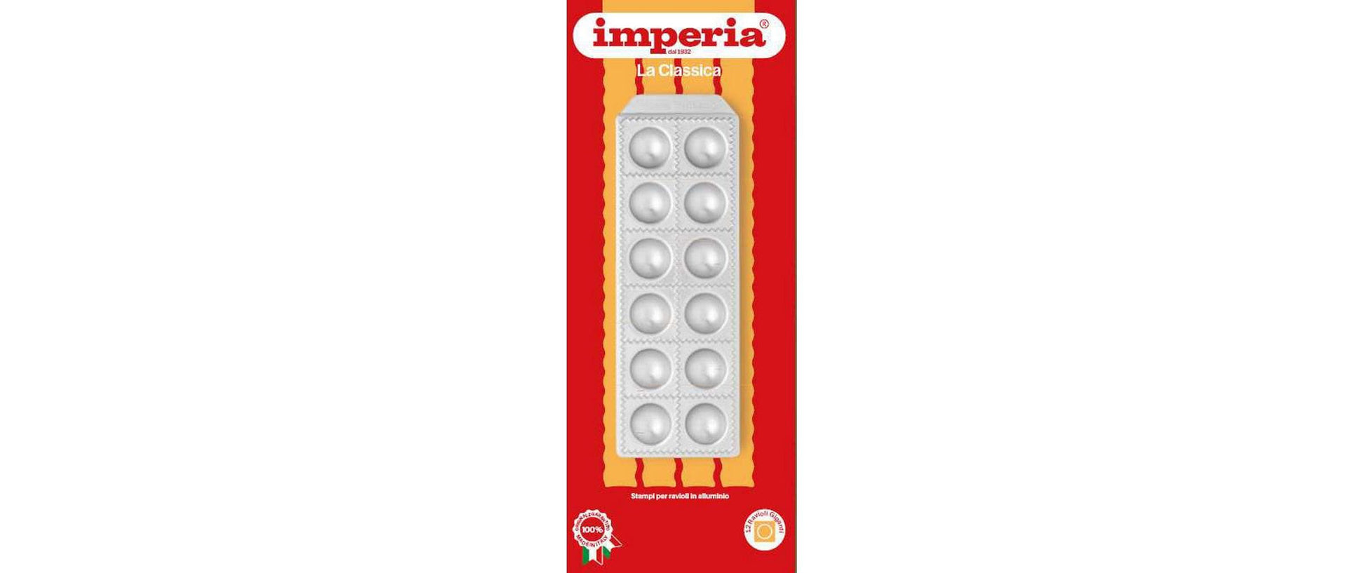 Imperia Ravioli-Form 12er, Aluminium/Holz, eckig, braun/silber