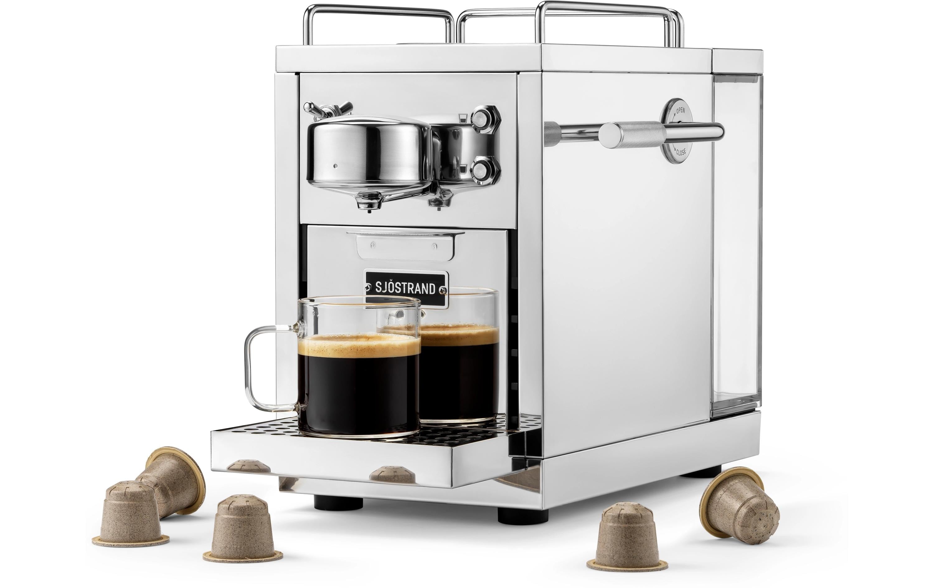 Sjöstrand M1-2-ST-CH-A Kapselmaschine – für Nespresso, 1,2 l, silber