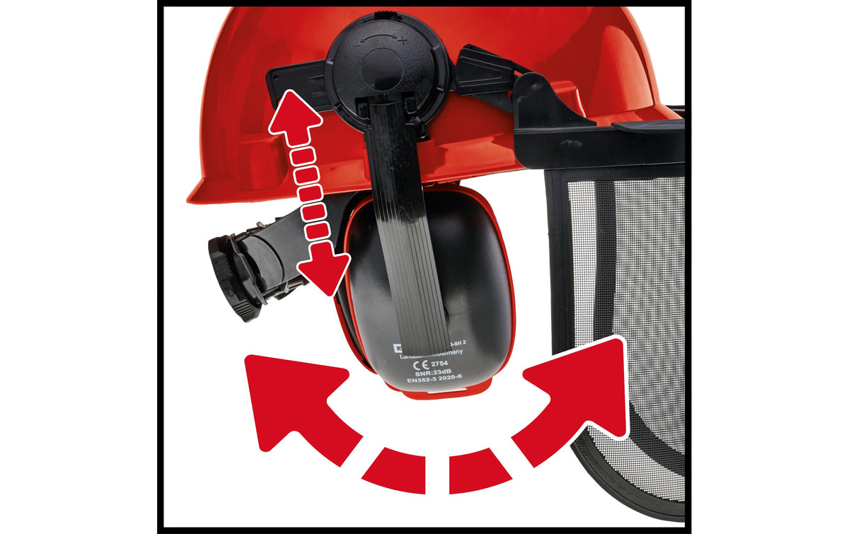 Einhell Schutzhelm, BG-SH 2 – Rot, 52–66 cm, mit Visier, für PXC-Produktfamilie PROFESSIONAL