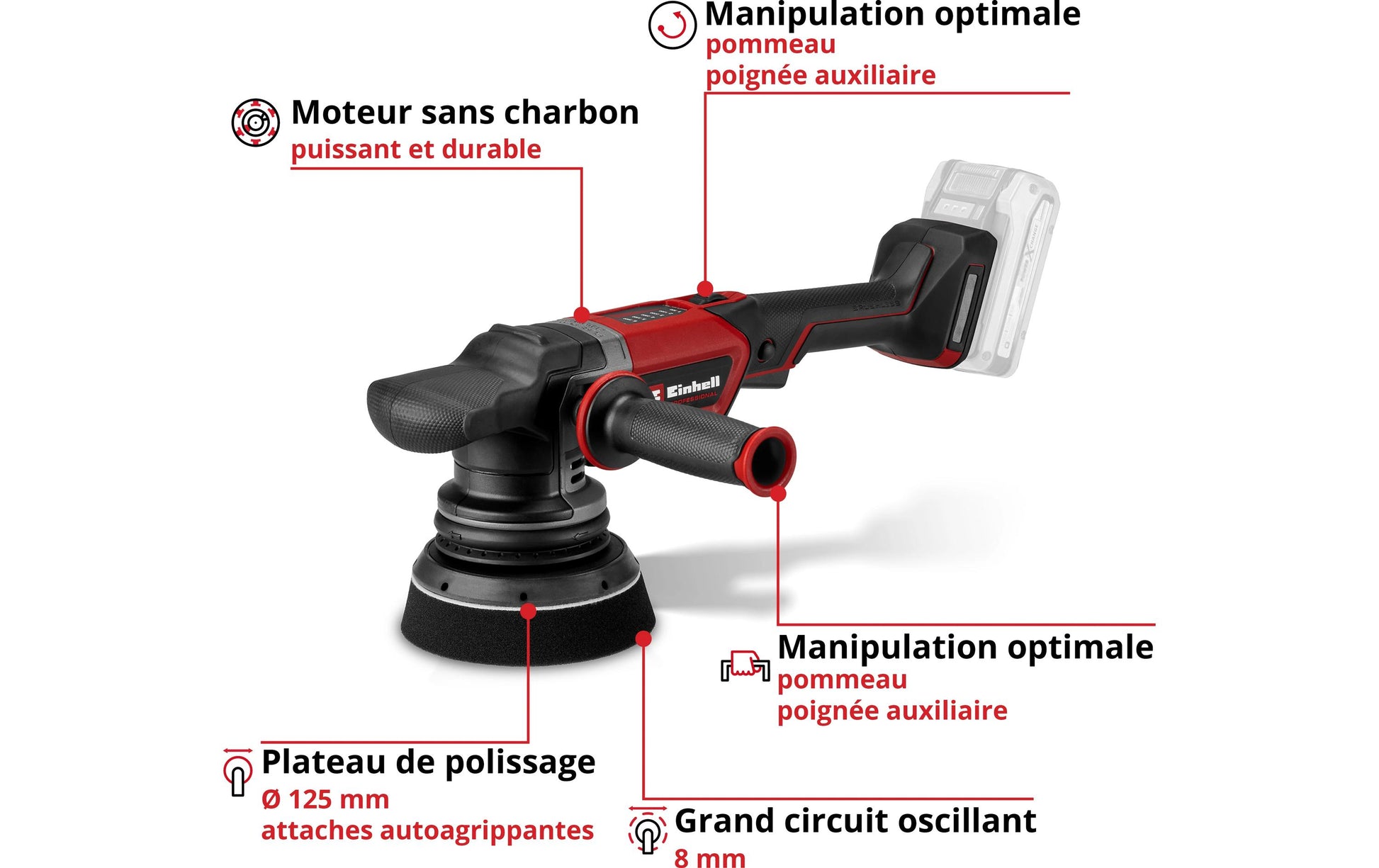 Einhell professional Einhell CP-EP 18/125 Li BL Akku-Exzenterschleifer, bürstenlos – 18 V – Ø 125 mm – Solo – Power X-Change
