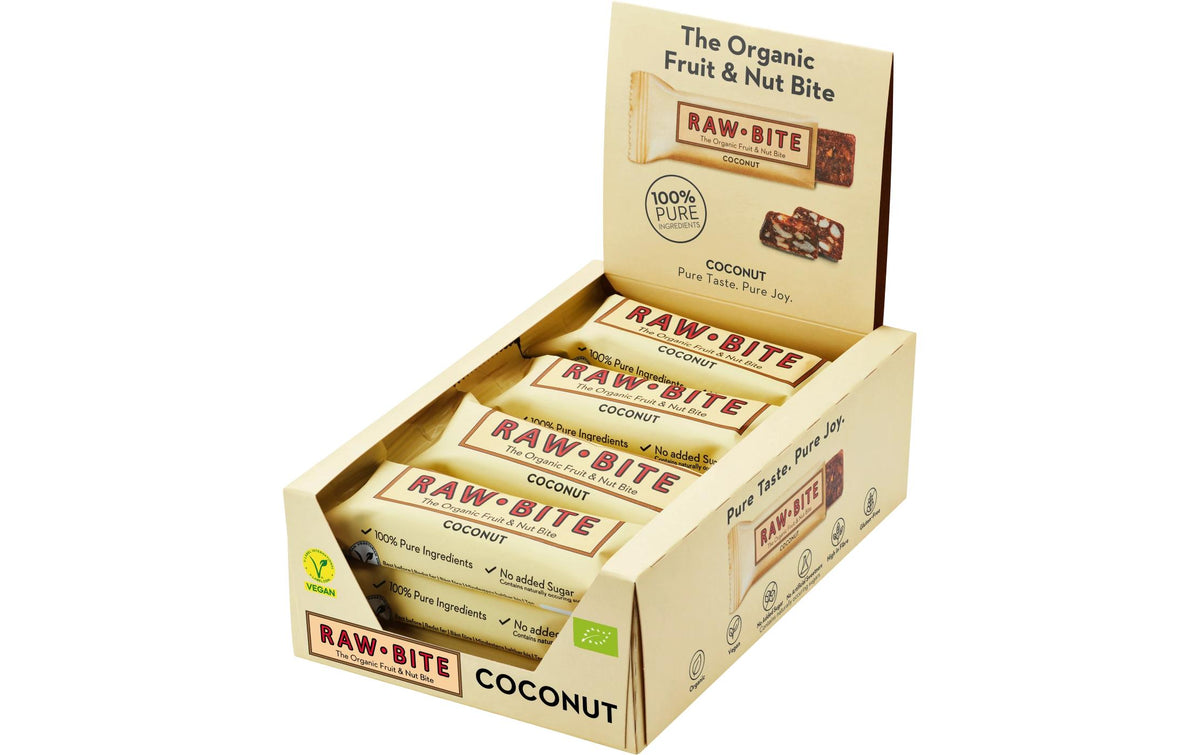 Rawbite Rohkostriegel Kokosnuss, bio, vegan – 12 × 50 g