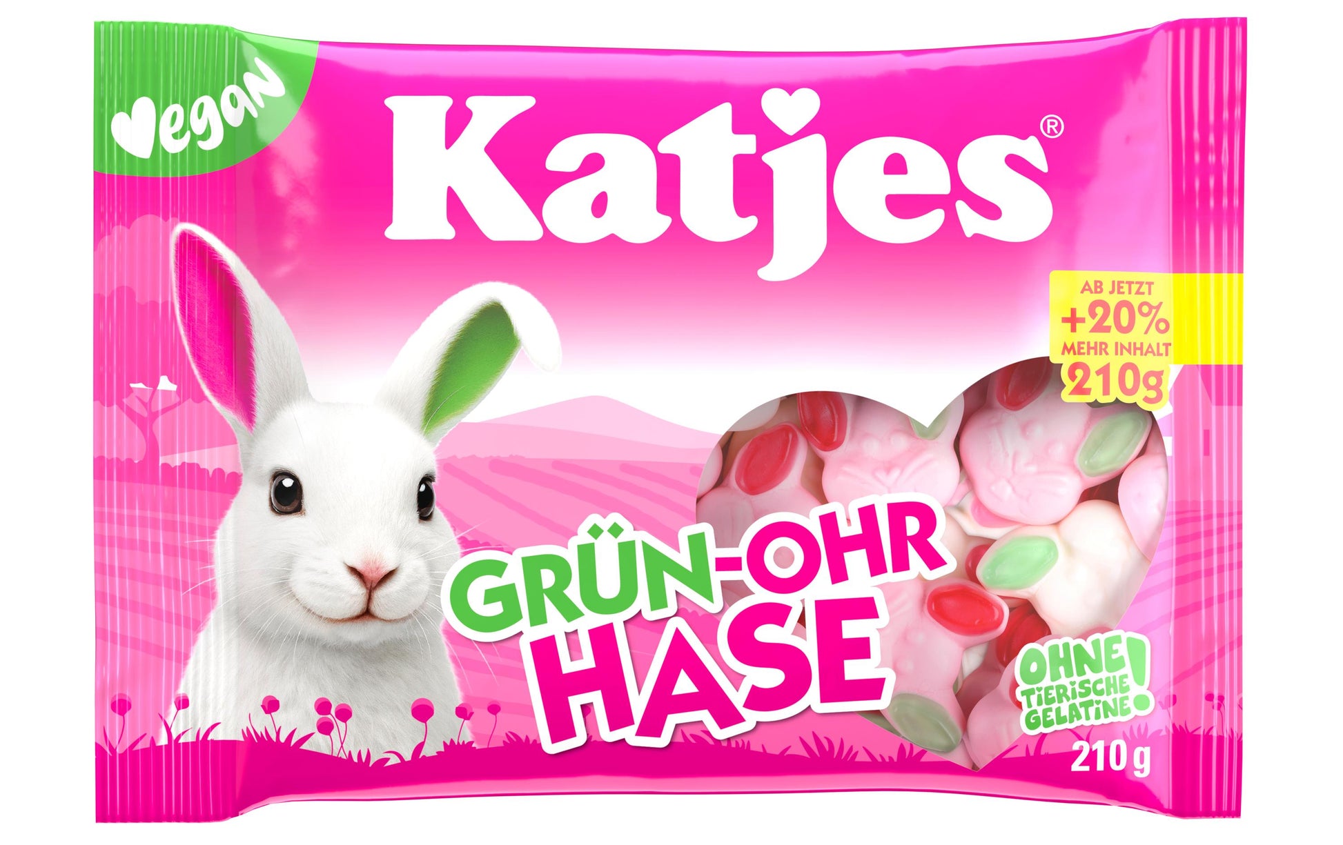 Katjes Grün-Ohr Hase Gummibonbons, vegan – 210 g