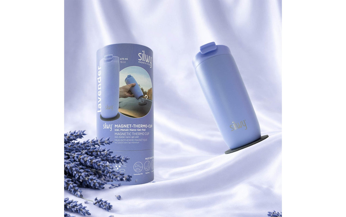 Silwy Magnet-Thermo-Becher – Edelstahl, Lavendel