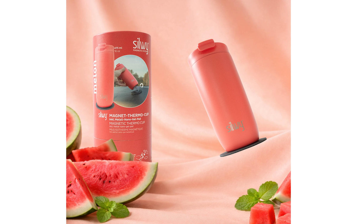 Silwy Magnet-Thermo-Becher – Edelstahl, Rosa, BPA-frei