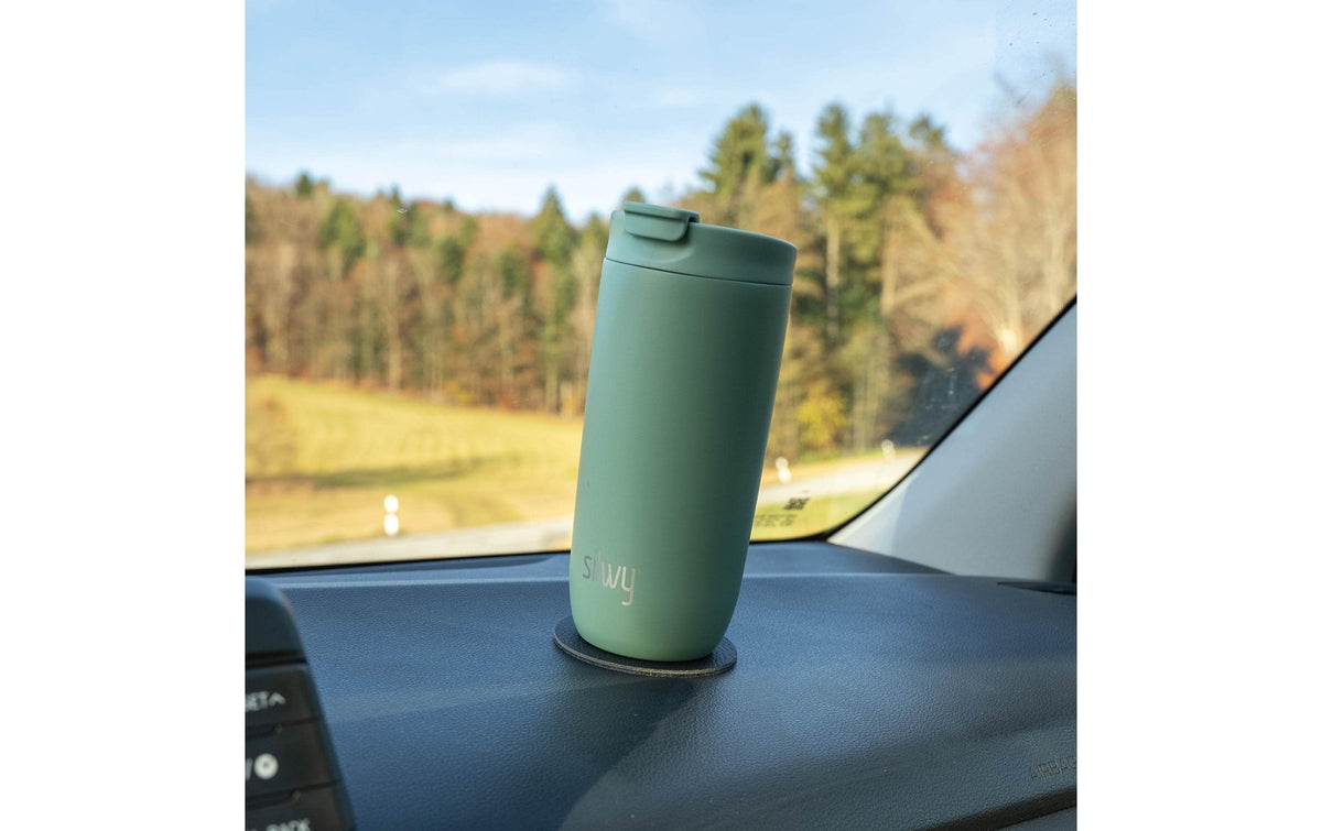 Silwy Tasse Magnet-Thermo-Cup SAGE – Edelstahl, Rot/Weiss, BPA-frei