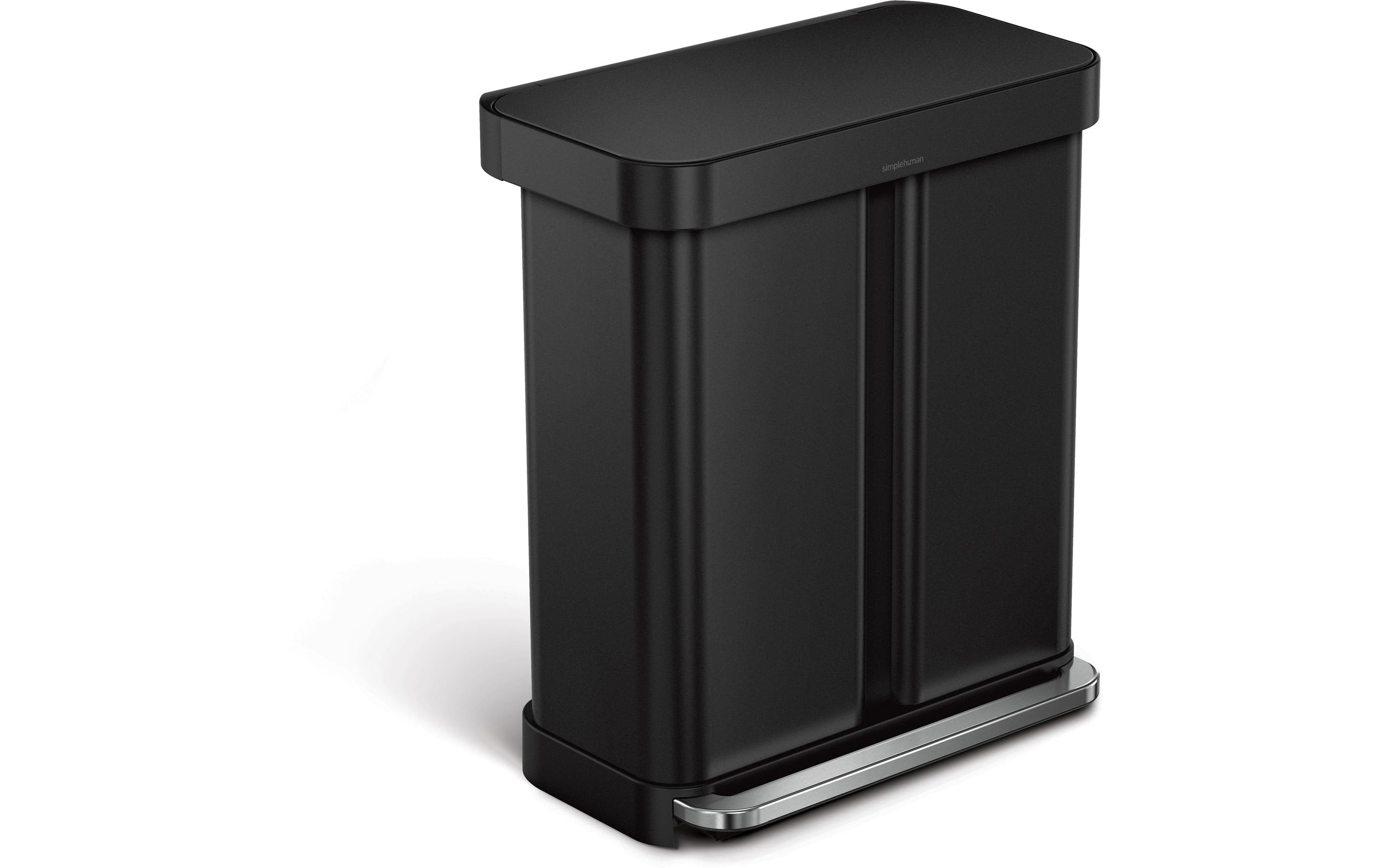 Simplehuman Systempapierkorb – 58 l – Stahl, rechteckig – 2-fach – schwarz matt