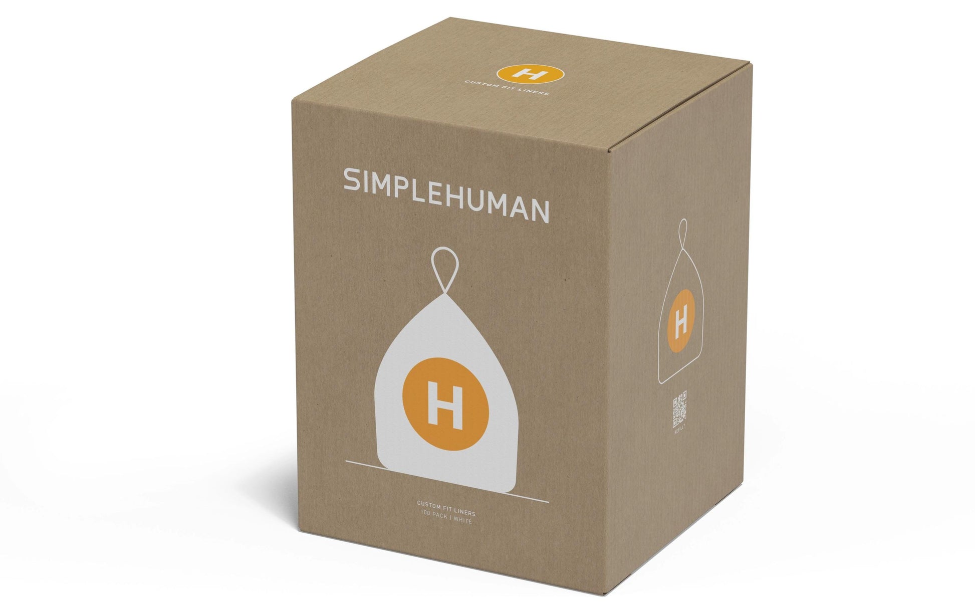 simplehuman Kehrichtsack für Code H – 35 l, mit Zugband, PE, Weiss, 708 × 469 mm, 100 Stk