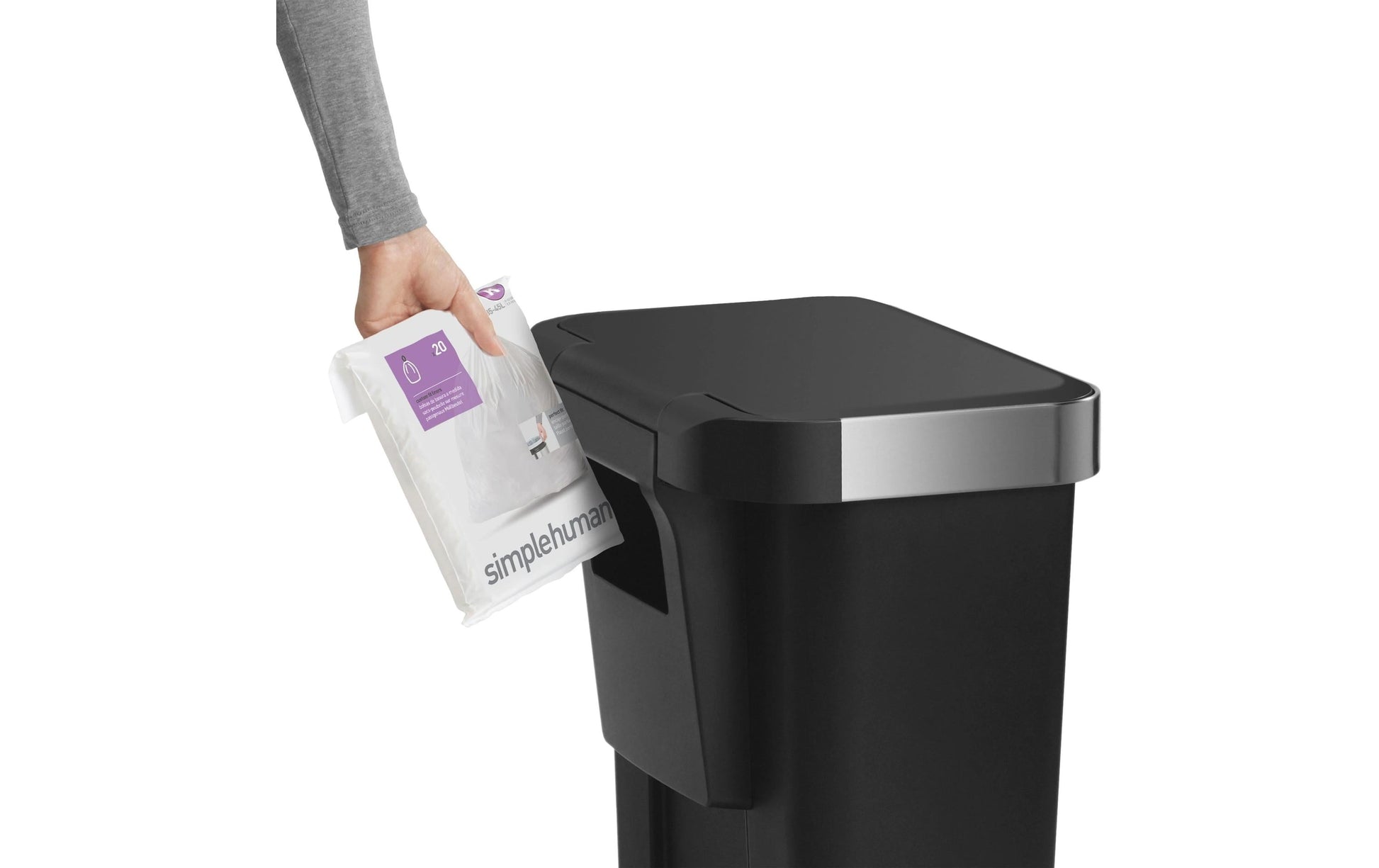 simplehuman Treteimer CW1385CB – 45 l – Kunststoff, rechteckig – schwarz