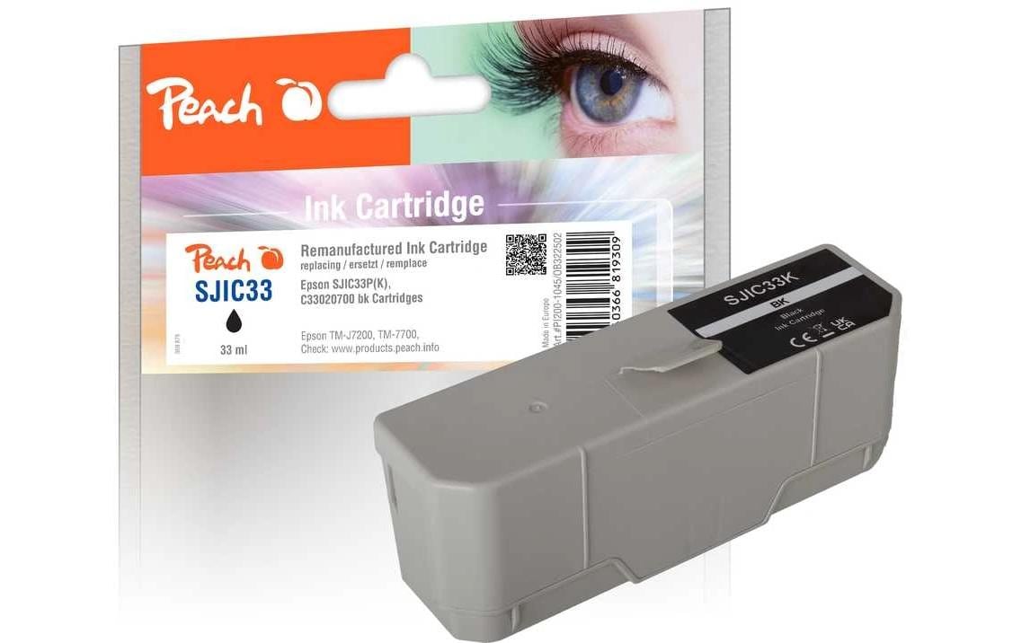 Peach SJIC33P(K) Schwarze Tintenpatrone (Kompatibel) – 2'500 Seiten – für Epson TM-J7200/TM-J7000 – C33S020700