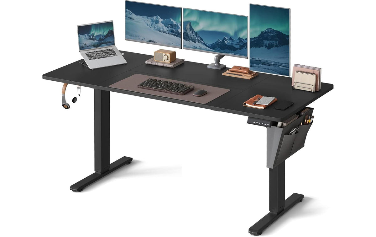 Songmics Höhenverstellbarer Tisch, 160 × 70 cm, 70 kg, Schwarz, Spanplatte/Stahl