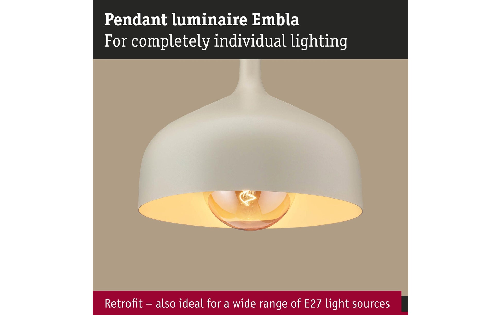 Paulmann Pendelleuchte Embla II – Ø 30 × 110 cm, 20 W, dimmbar, beige/gold, E27, exkl. Leuchtmittel