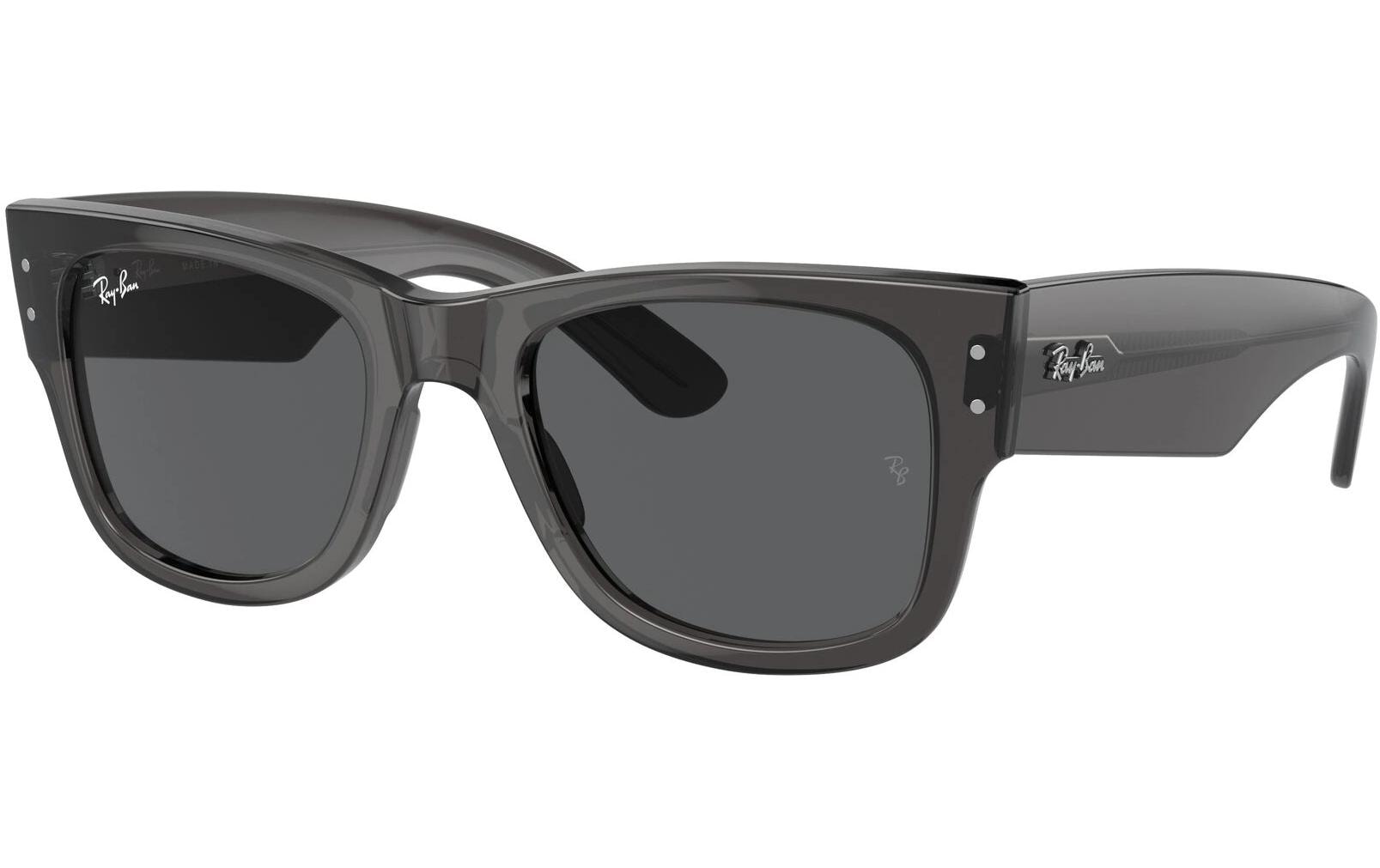 Ray-Ban Schutzbrille MEGA WAYFARER – Dunkelgraue Gläser, UV-Schutz, schwarzer glänzender Rahmen