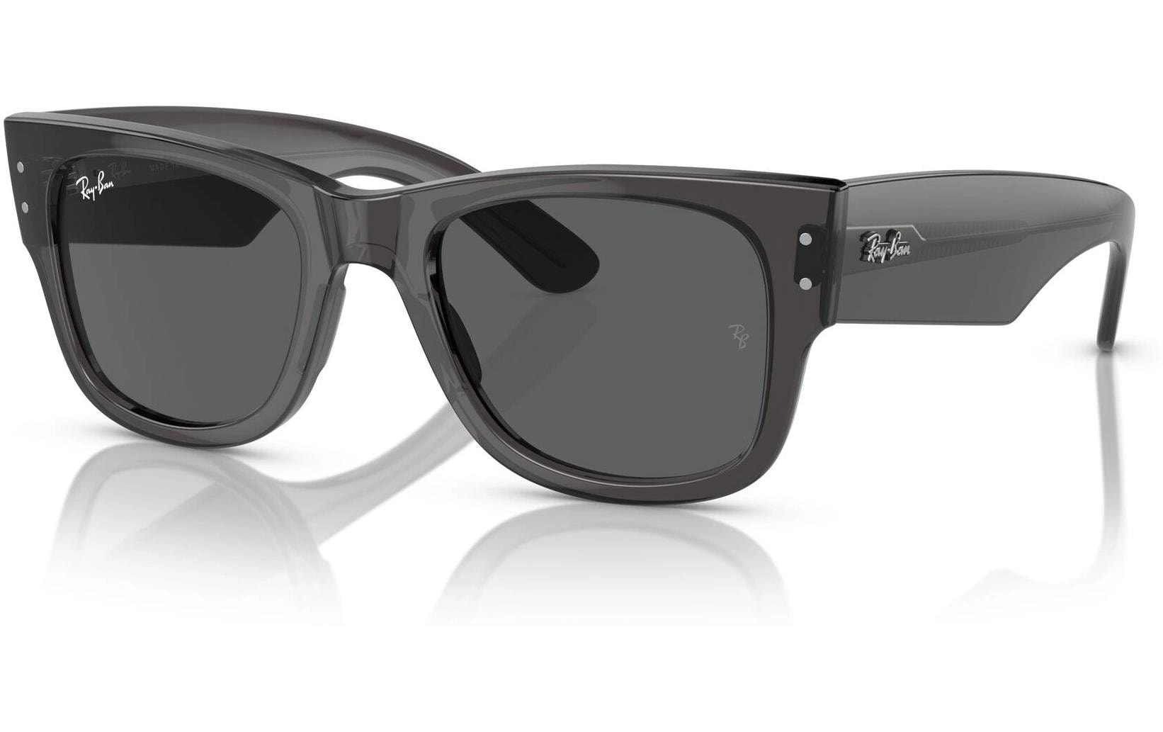 Ray-Ban Schutzbrille MEGA WAYFARER – Dunkelgraue Gläser, UV-Schutz, schwarzer glänzender Rahmen