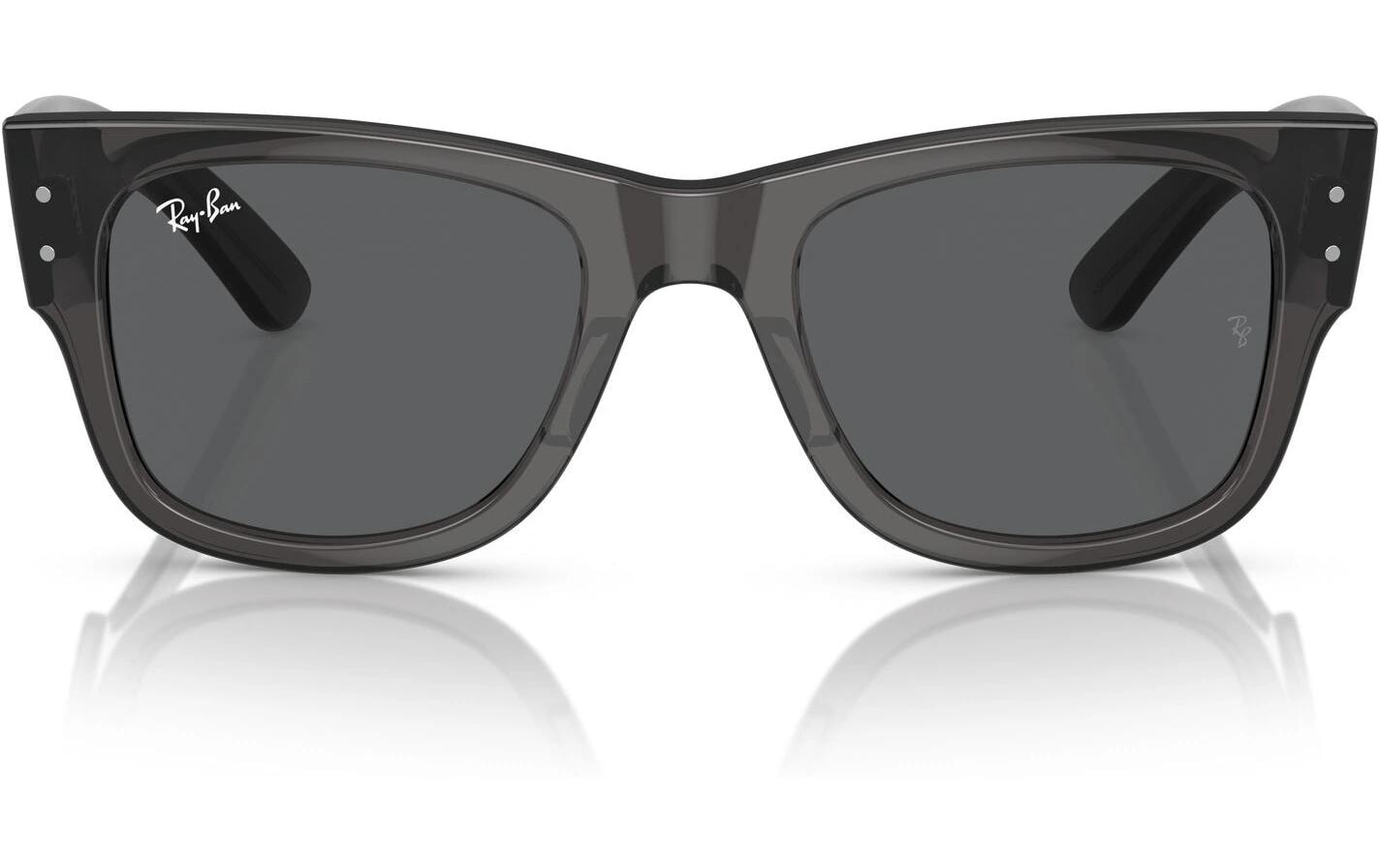 Ray-Ban Schutzbrille MEGA WAYFARER – Dunkelgraue Gläser, UV-Schutz, schwarzer glänzender Rahmen