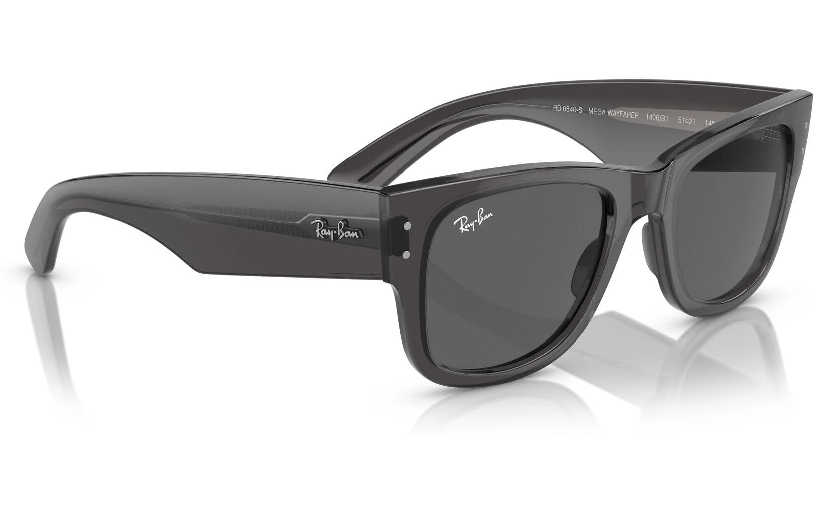 Ray-Ban Schutzbrille MEGA WAYFARER – Dunkelgraue Gläser, UV-Schutz, schwarzer glänzender Rahmen